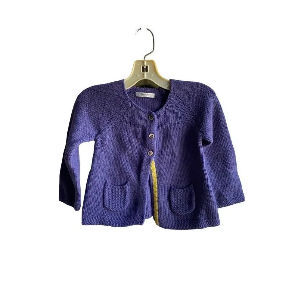 Boden baby infant girls, purple knit cardigan, size 24 months